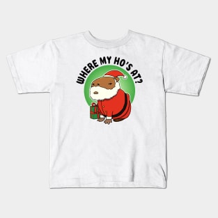 Where my ho's at Capybara Santa Kids T-Shirt